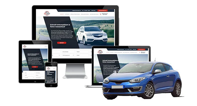 Ankaufseite mobil – Autoankauf Krefeld mit rotem PKW